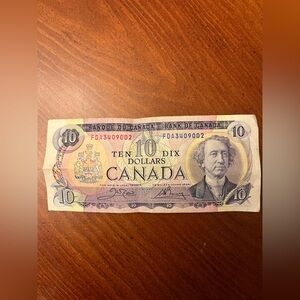 $10 Dollar Bill 1971 Bank of Canada Vintage Canadian Currency Money